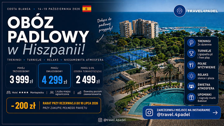 Logo Travel 4 Padel - partnera LigaPadla.pl